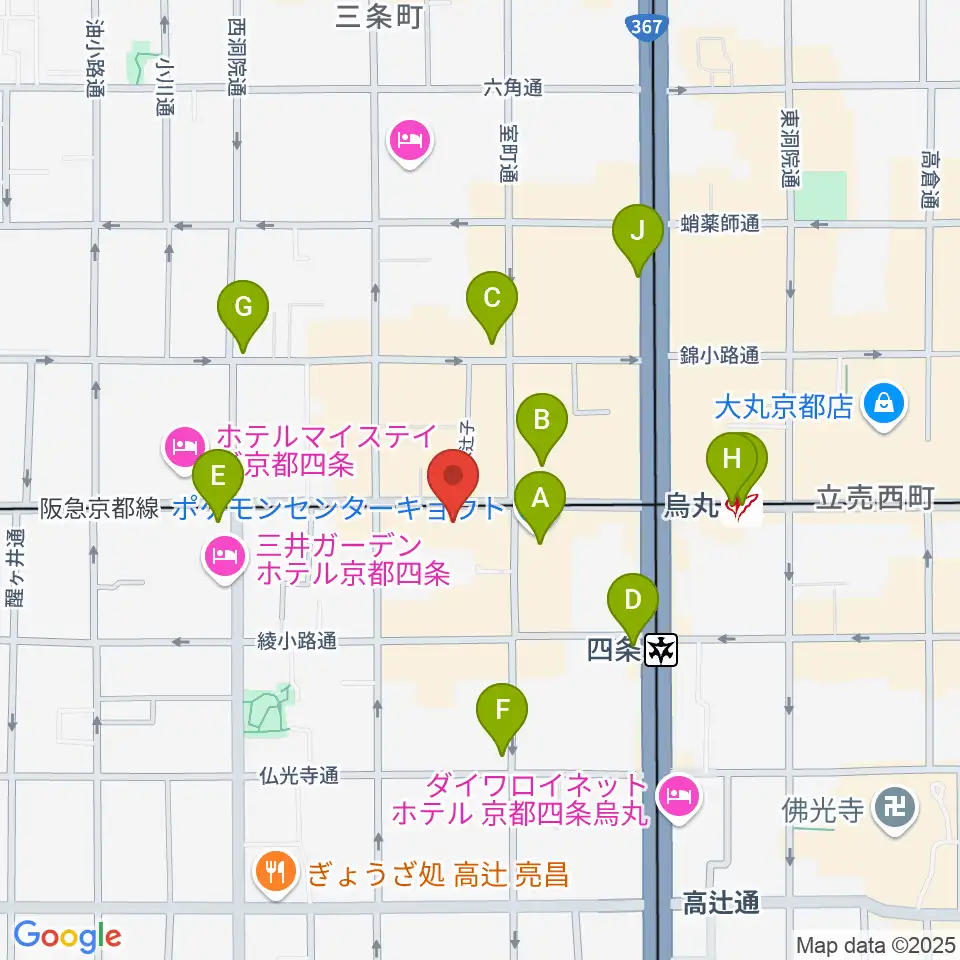 シアーミュージック京都校周辺のコンビニエンスストア一覧地図