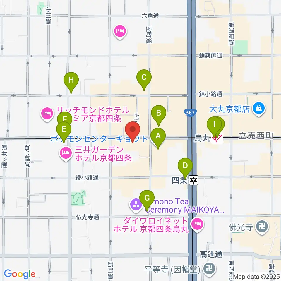 シアーミュージック京都校周辺のコンビニエンスストア一覧地図