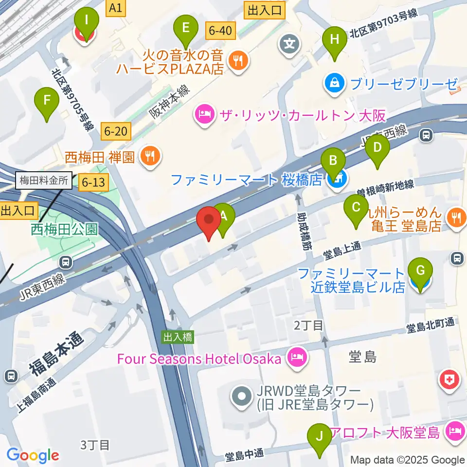 シアーミュージック 大阪校周辺のコンビニエンスストア一覧地図