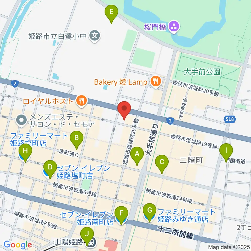 シアーミュージック 姫路校周辺のコンビニエンスストア一覧地図