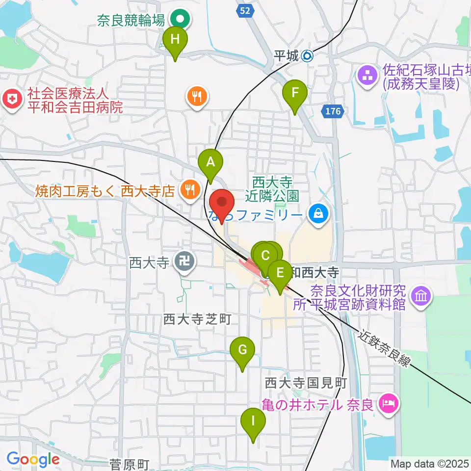 シアーミュージック 奈良校周辺のコンビニエンスストア一覧地図
