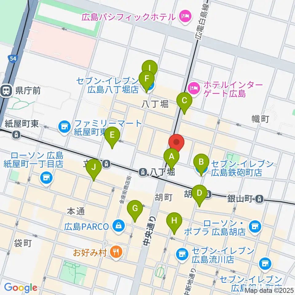 シアーミュージック 広島校周辺のコンビニエンスストア一覧地図