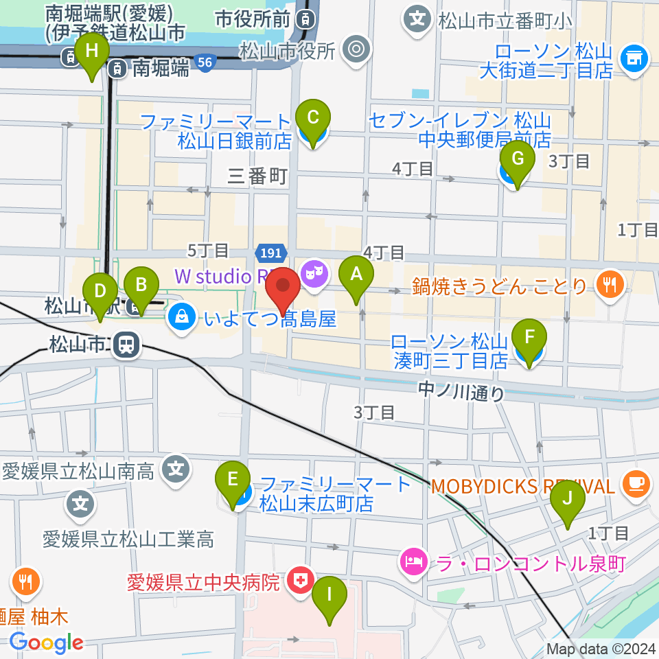 シアーミュージック 松山校周辺のコンビニエンスストア一覧地図