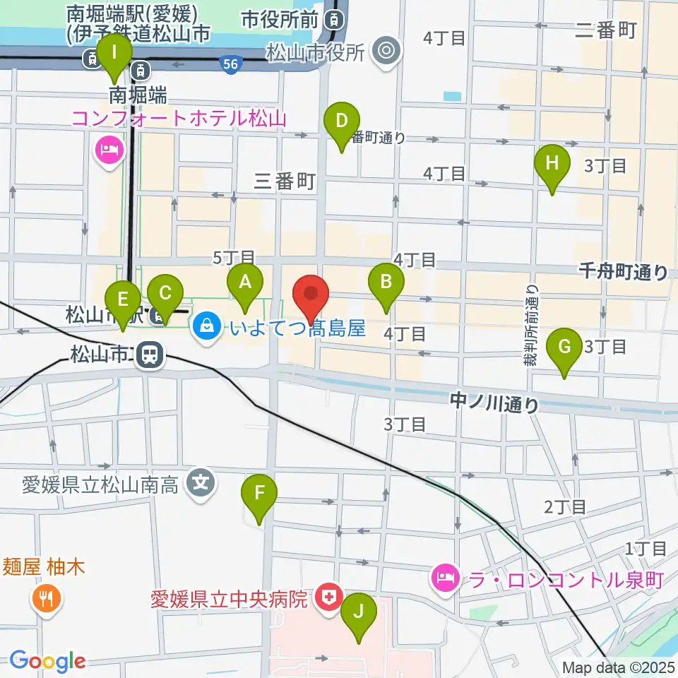 シアーミュージック 松山校周辺のコンビニエンスストア一覧地図