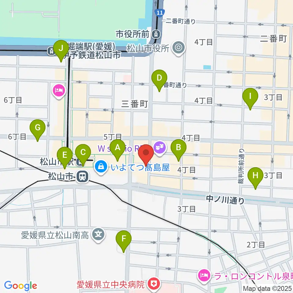 シアーミュージック 松山校周辺のコンビニエンスストア一覧地図