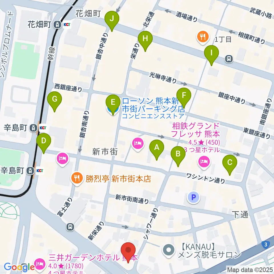 シアーミュージック 熊本校周辺のコンビニエンスストア一覧地図