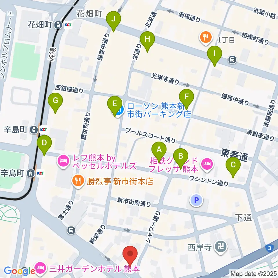 シアーミュージック 熊本校周辺のコンビニエンスストア一覧地図
