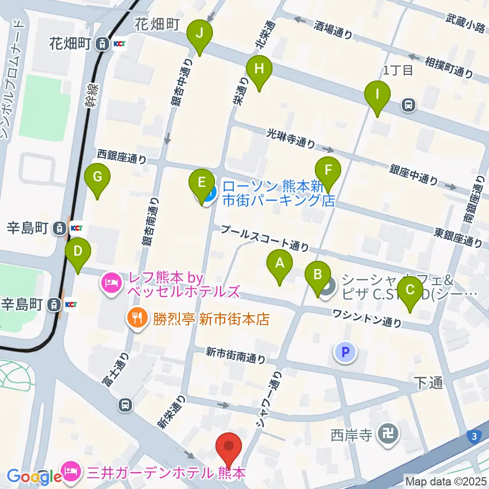 シアーミュージック 熊本校周辺のコンビニエンスストア一覧地図