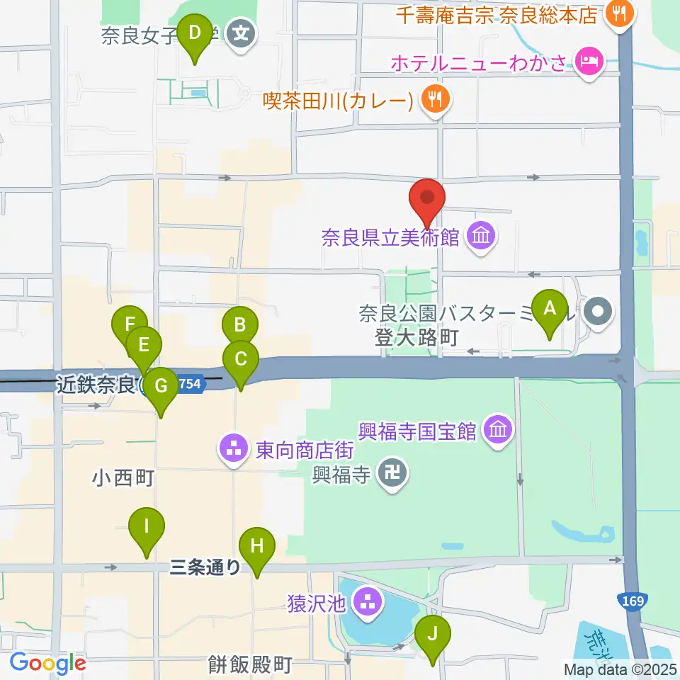 奈良県文化会館周辺のコンビニエンスストア一覧地図