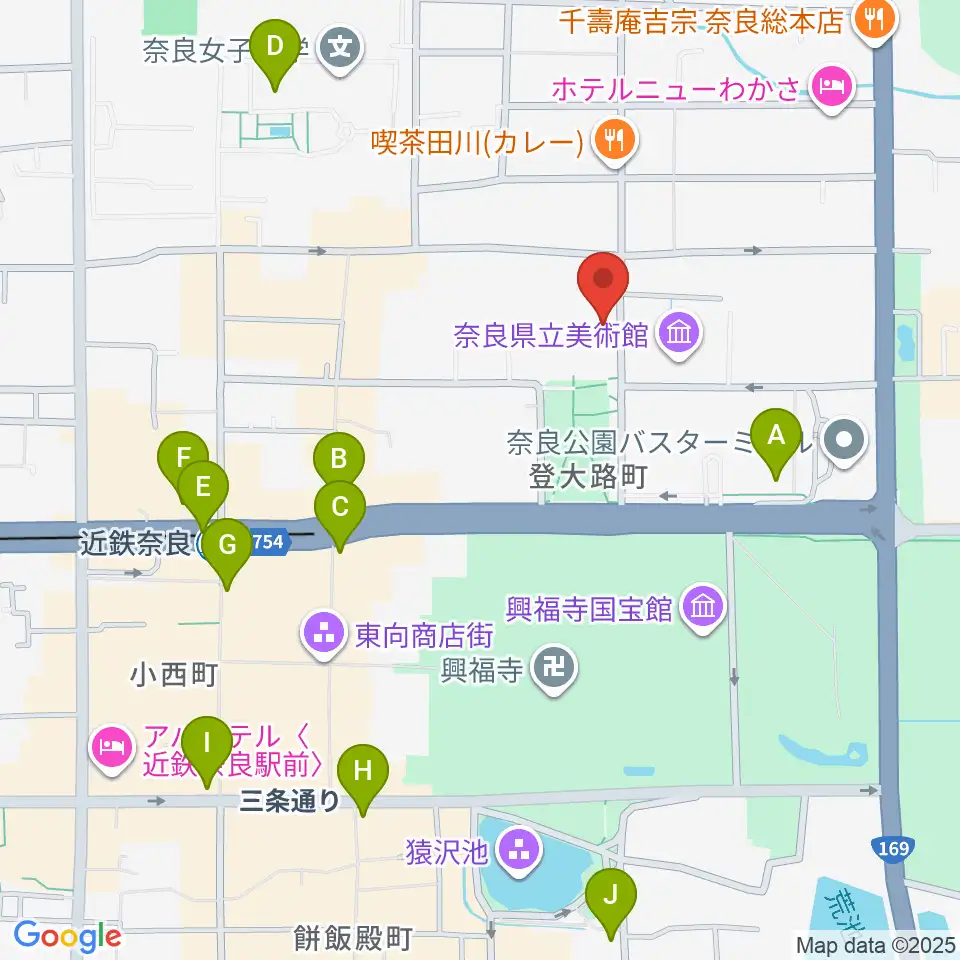 奈良県文化会館周辺のコンビニエンスストア一覧地図