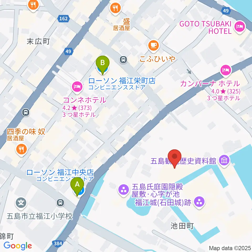 福江文化会館周辺のコンビニエンスストア一覧地図