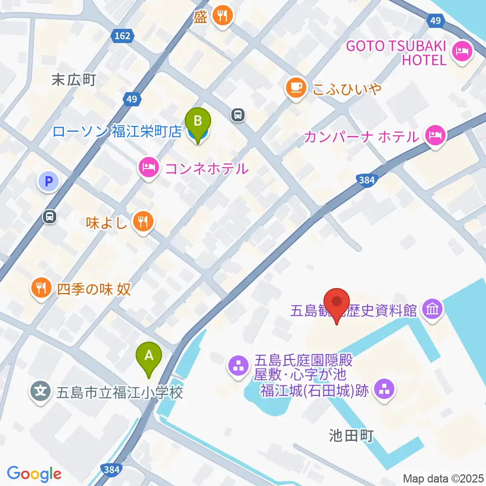 福江文化会館周辺のコンビニエンスストア一覧地図