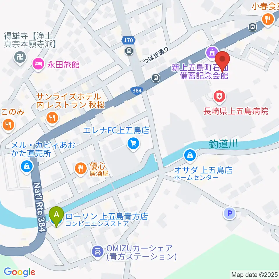 新上五島町石油備蓄記念会館周辺のコンビニエンスストア一覧地図