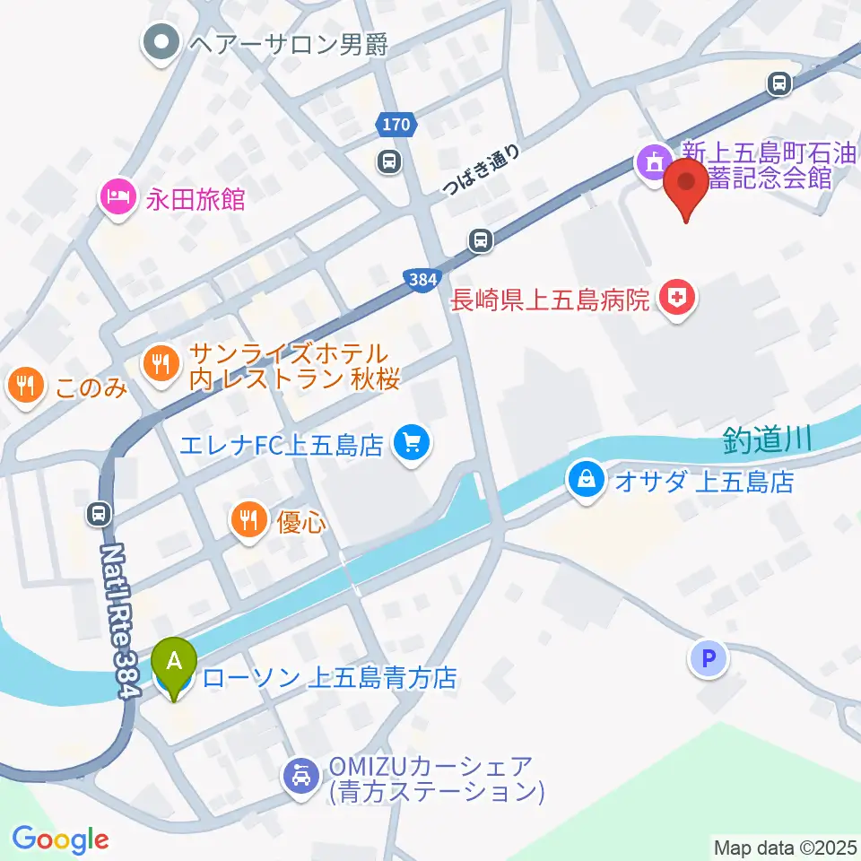 新上五島町石油備蓄記念会館周辺のコンビニエンスストア一覧地図