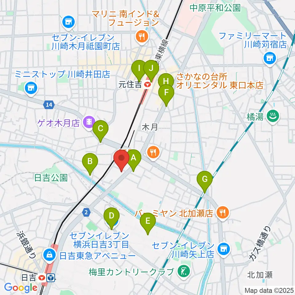 有隣堂 日吉ミュージックセンター周辺のコンビニエンスストア一覧地図