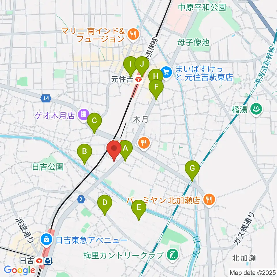 有隣堂 日吉ミュージックセンター周辺のコンビニエンスストア一覧地図