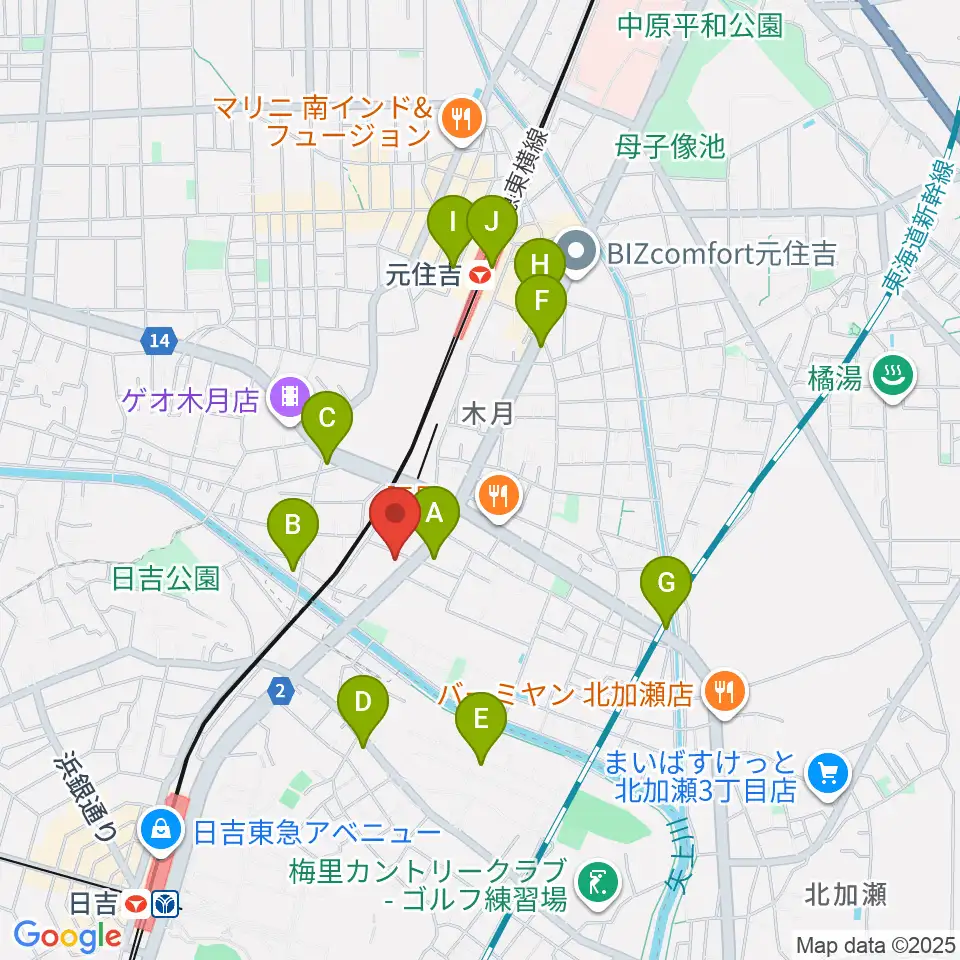 有隣堂 日吉ミュージックセンター周辺のコンビニエンスストア一覧地図