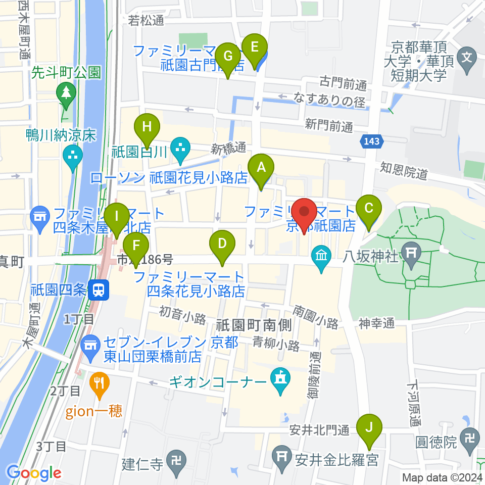 ジョニーエンジェル京都店周辺のコンビニエンスストア一覧地図