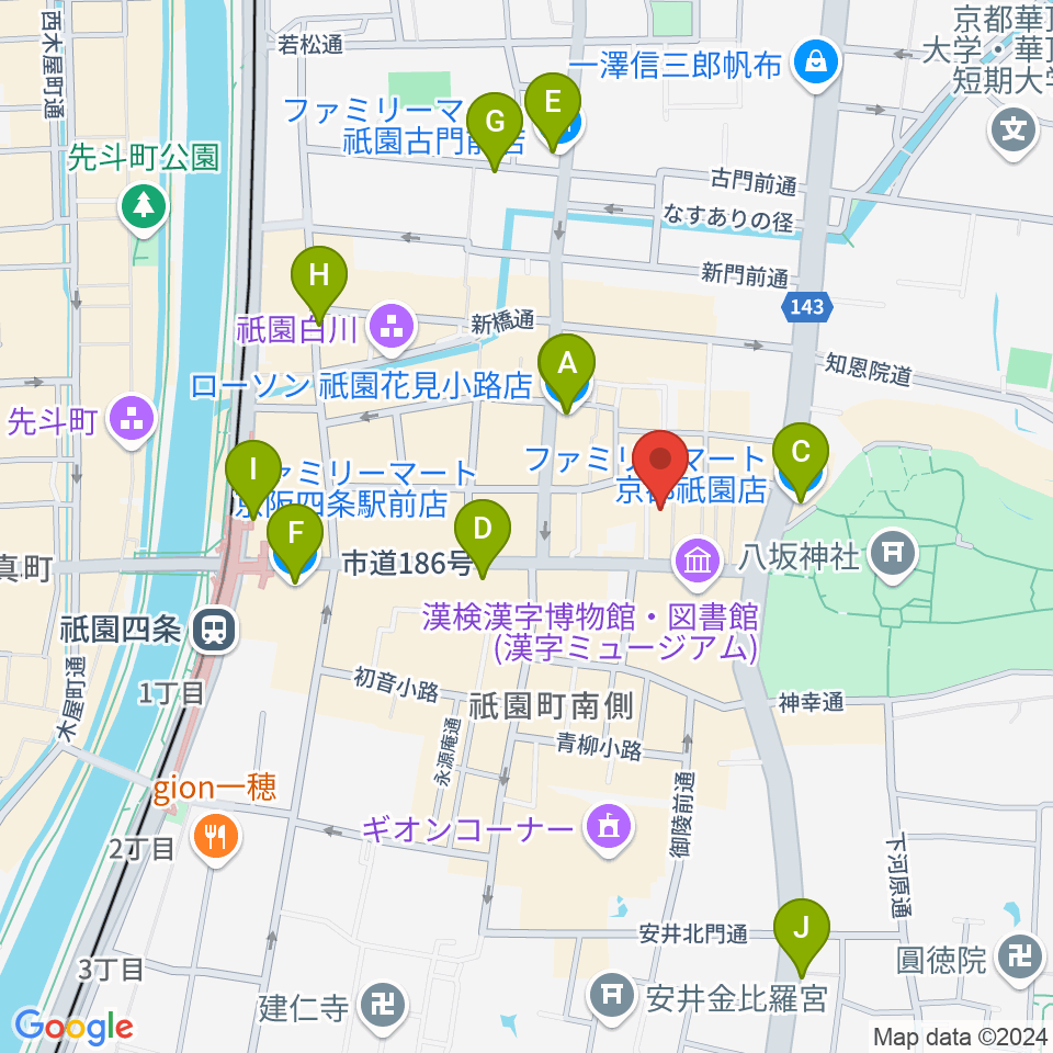 ジョニーエンジェル京都店周辺のコンビニエンスストア一覧地図