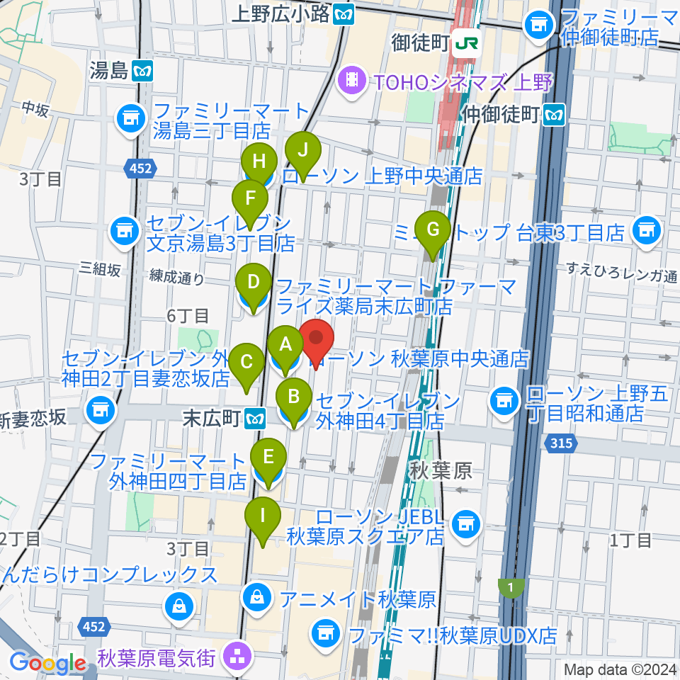 カフェ・トリオンプ周辺のコンビニエンスストア一覧地図