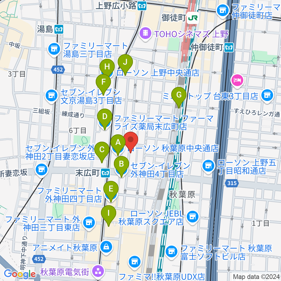 カフェ・トリオンプ周辺のコンビニエンスストア一覧地図