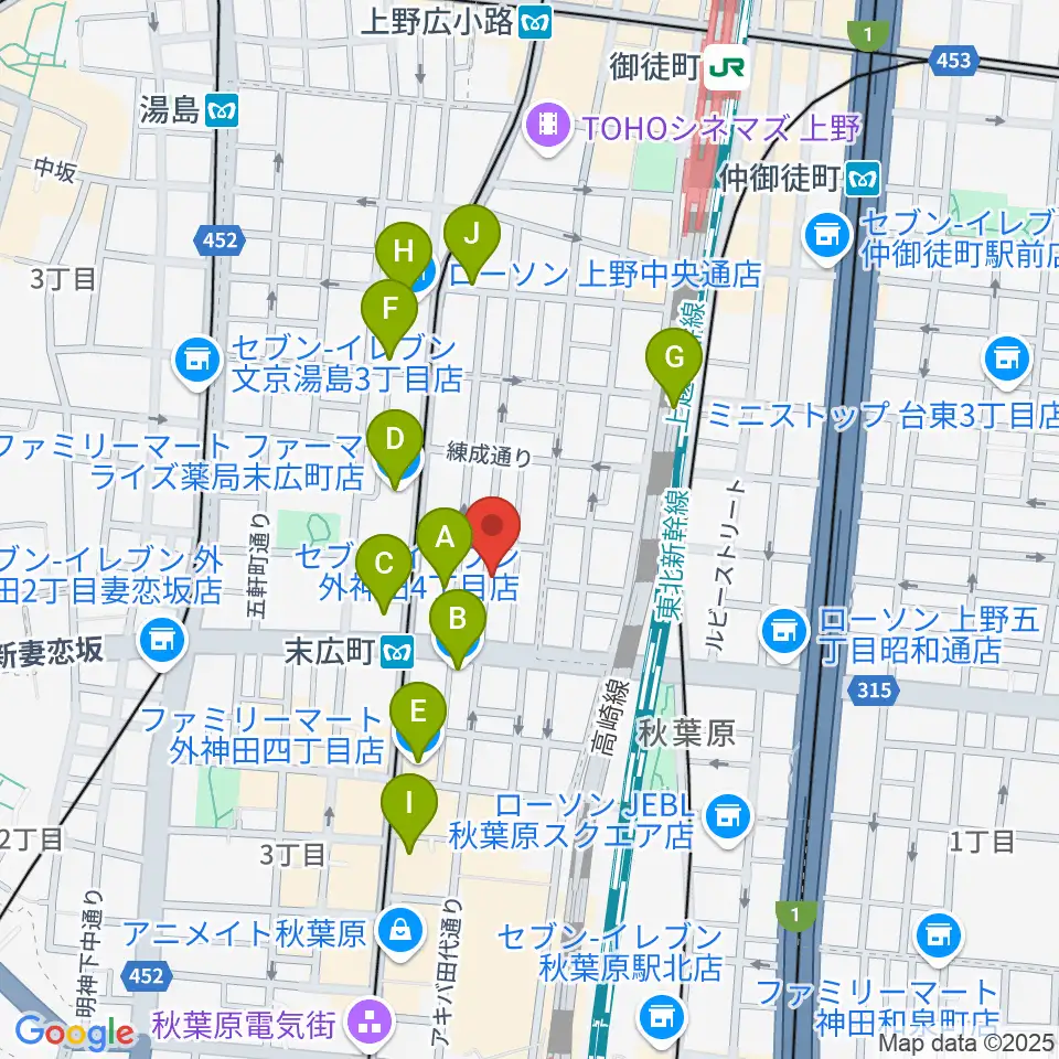 カフェ・トリオンプ周辺のコンビニエンスストア一覧地図