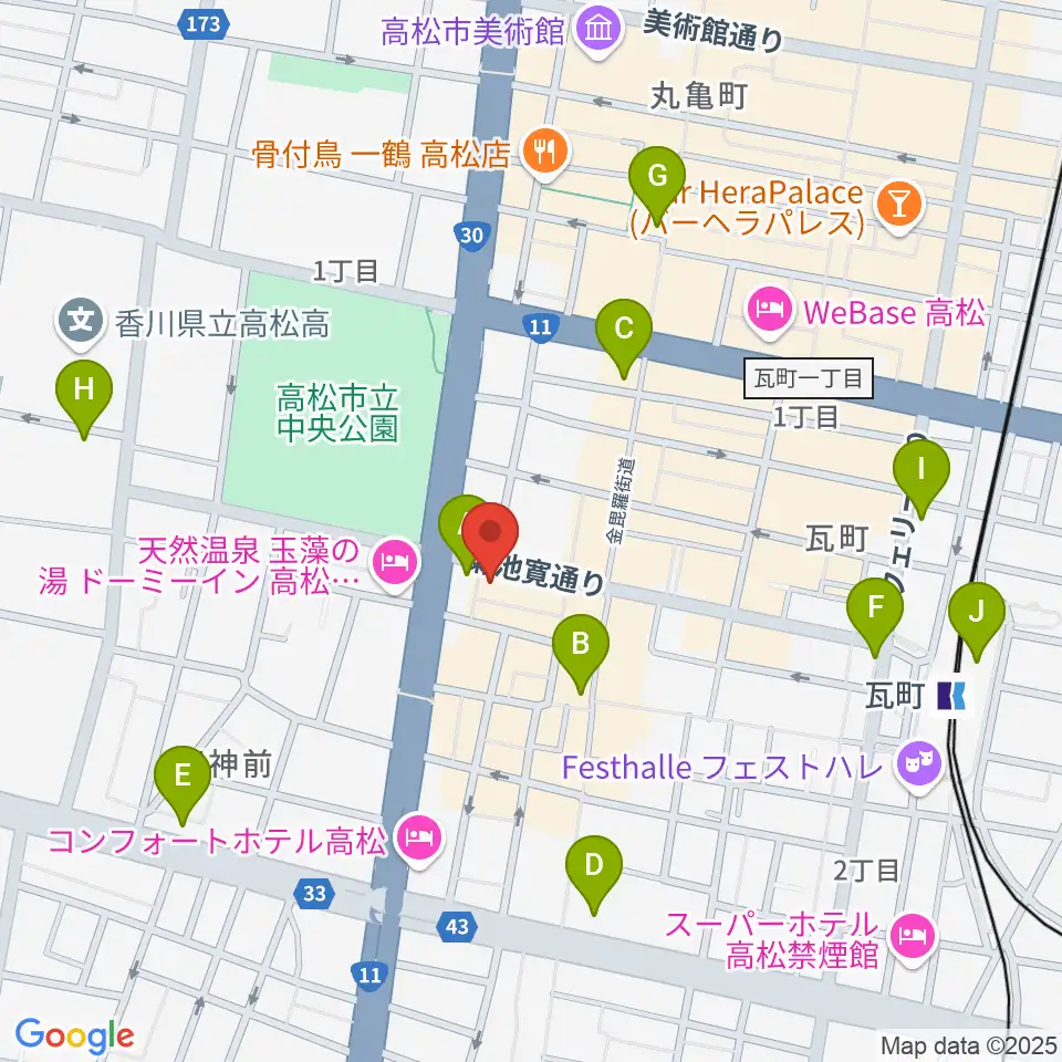 高松TOONICE周辺のコンビニエンスストア一覧地図