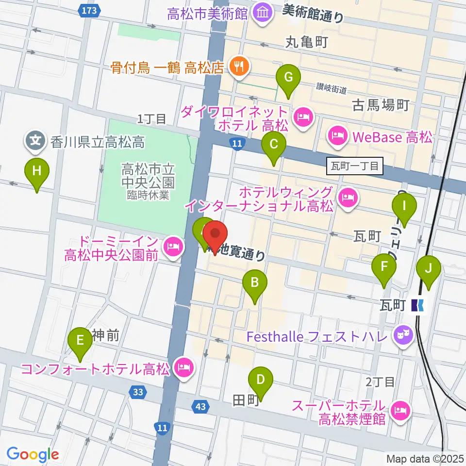 高松TOONICE周辺のコンビニエンスストア一覧地図