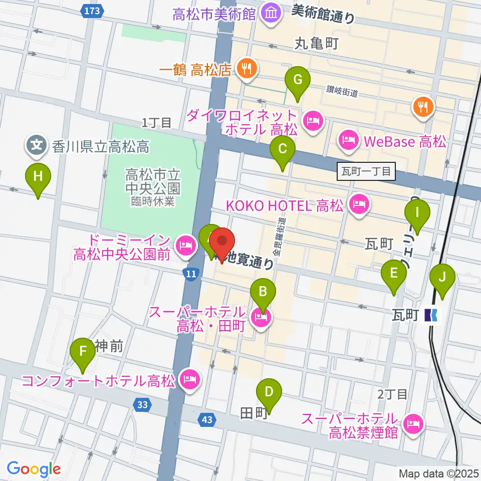 高松TOONICE周辺のコンビニエンスストア一覧地図