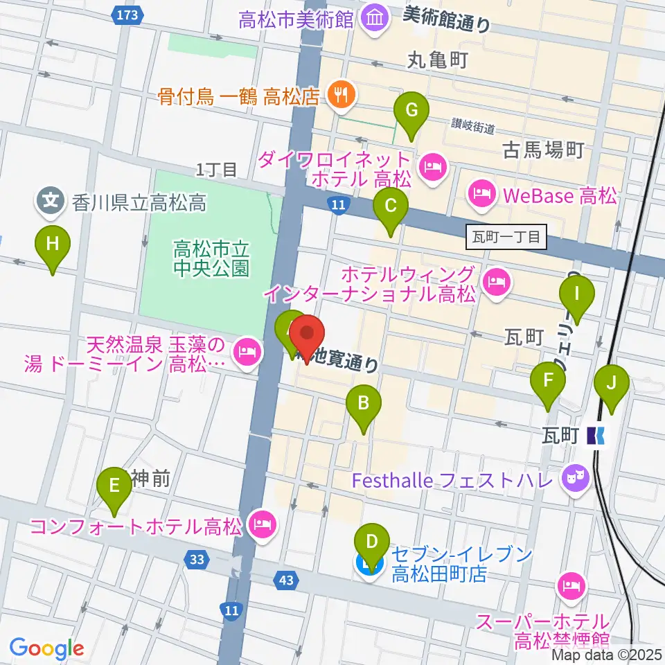 高松TOONICE周辺のコンビニエンスストア一覧地図