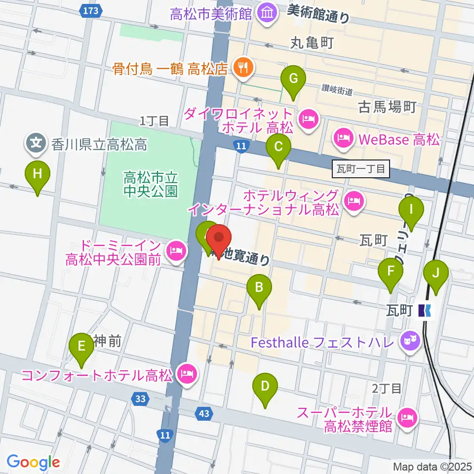 高松TOONICE周辺のコンビニエンスストア一覧地図