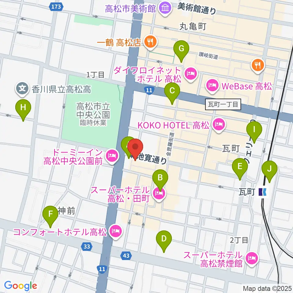 高松TOONICE周辺のコンビニエンスストア一覧地図