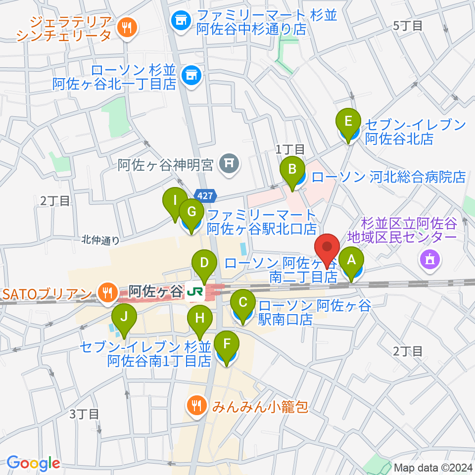 アイネビッテ音楽教室周辺のコンビニエンスストア一覧地図