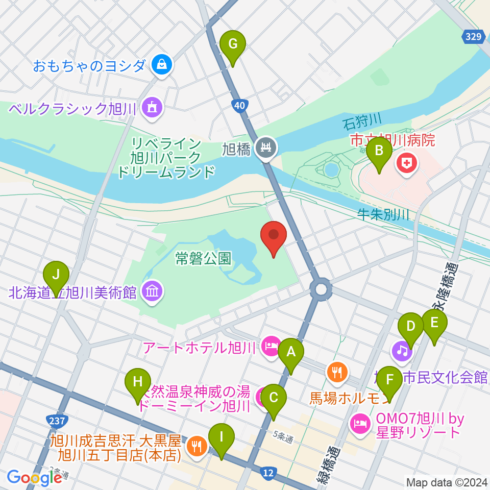 旭川市公会堂周辺のコンビニエンスストア一覧地図