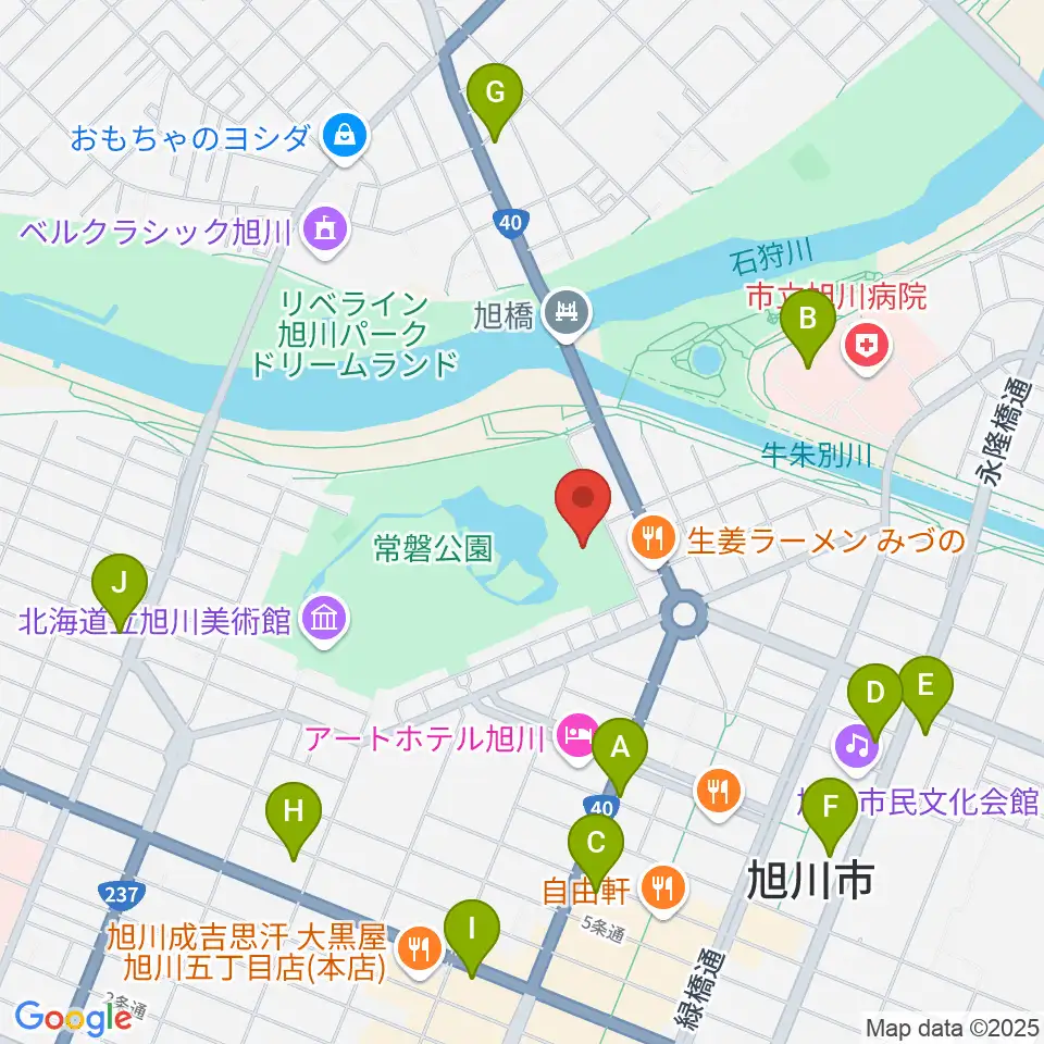 旭川市公会堂周辺のコンビニエンスストア一覧地図