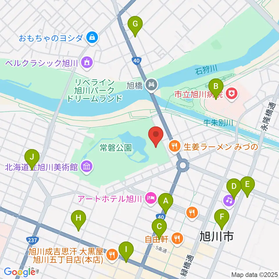旭川市公会堂周辺のコンビニエンスストア一覧地図