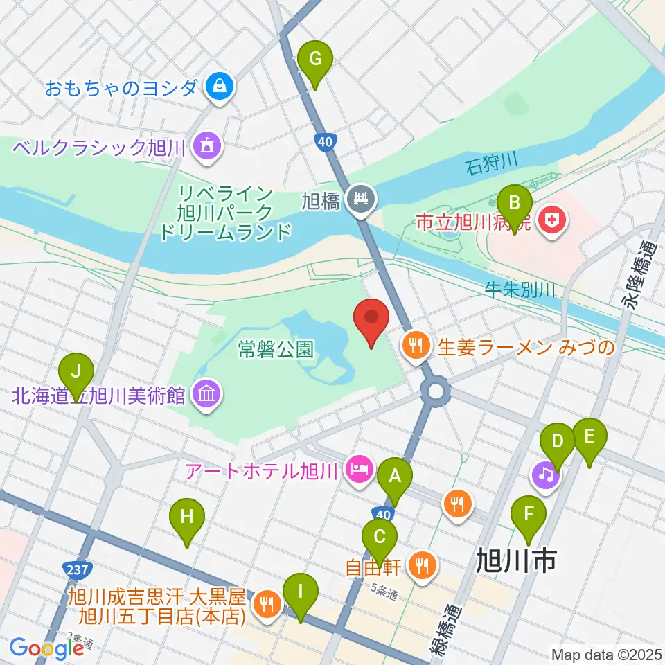 旭川市公会堂周辺のコンビニエンスストア一覧地図