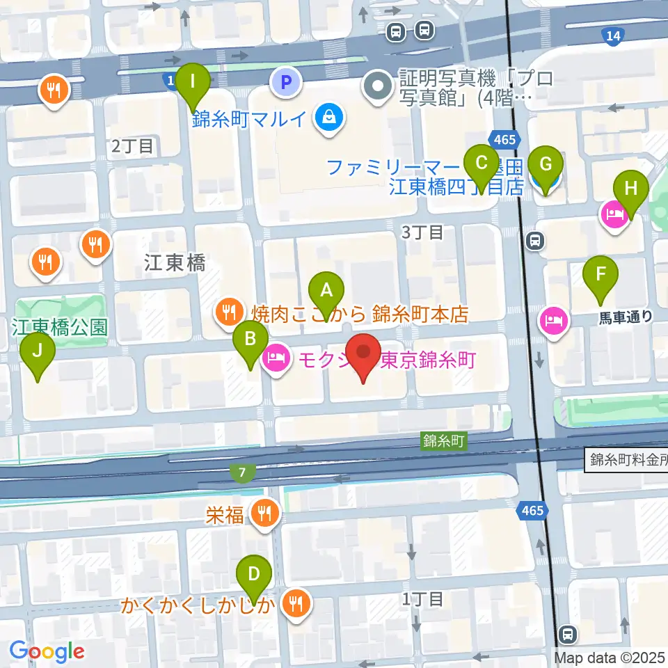 錦糸町ヒューズボックス周辺のコンビニエンスストア一覧地図