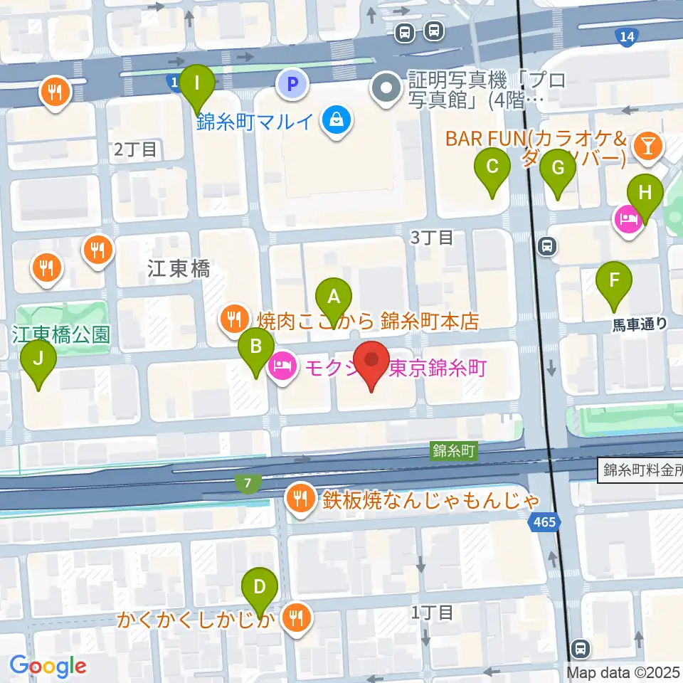 錦糸町ヒューズボックス周辺のコンビニエンスストア一覧地図
