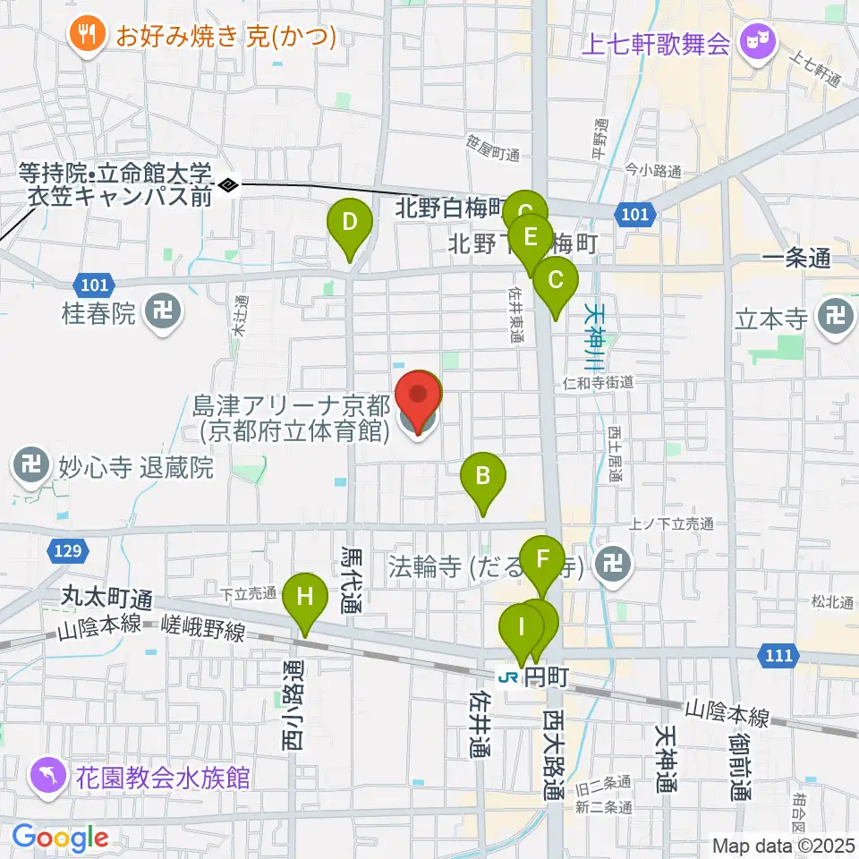 島津アリーナ京都周辺のコンビニエンスストア一覧地図