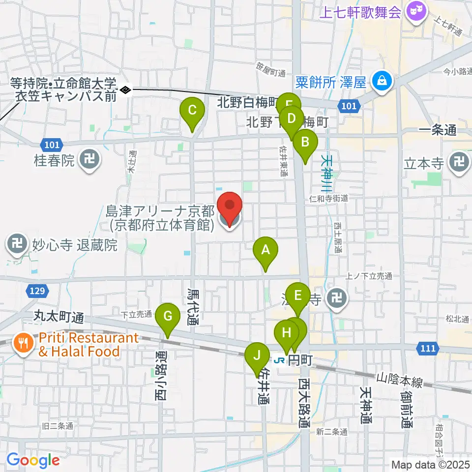 島津アリーナ京都周辺のコンビニエンスストア一覧地図