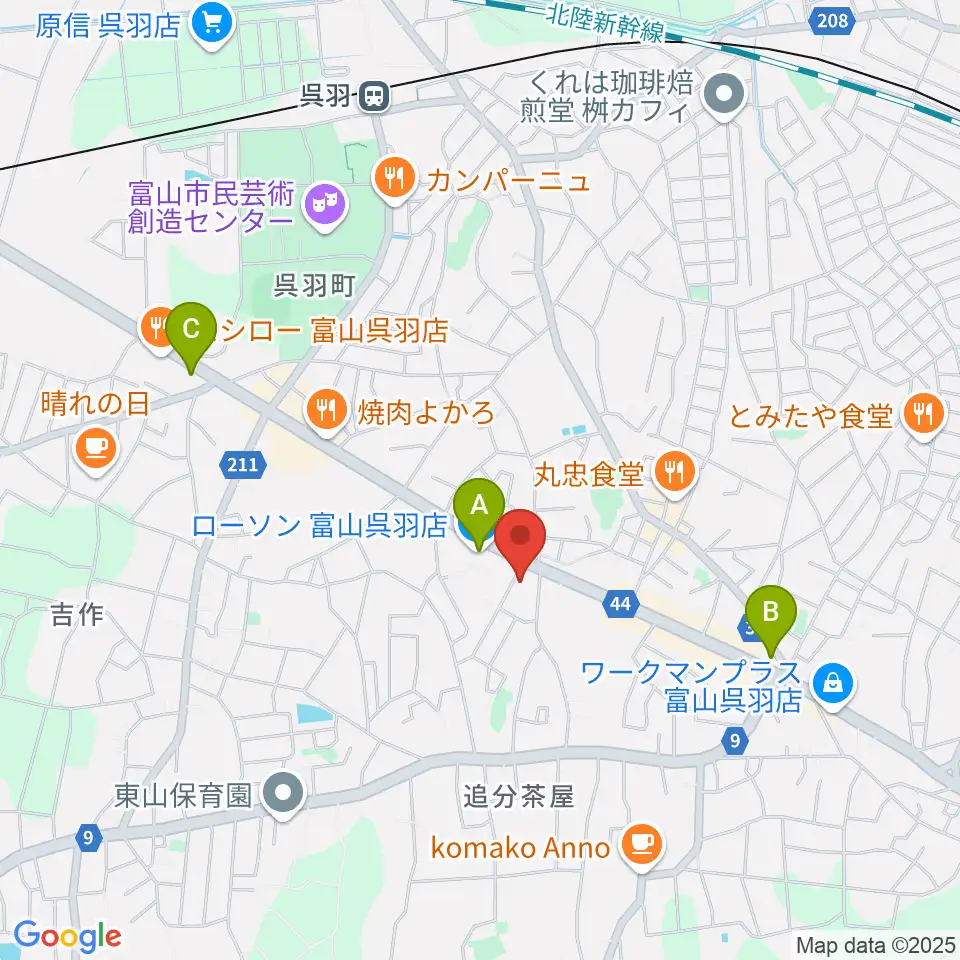 開進堂楽器 MPC呉羽周辺のコンビニエンスストア一覧地図