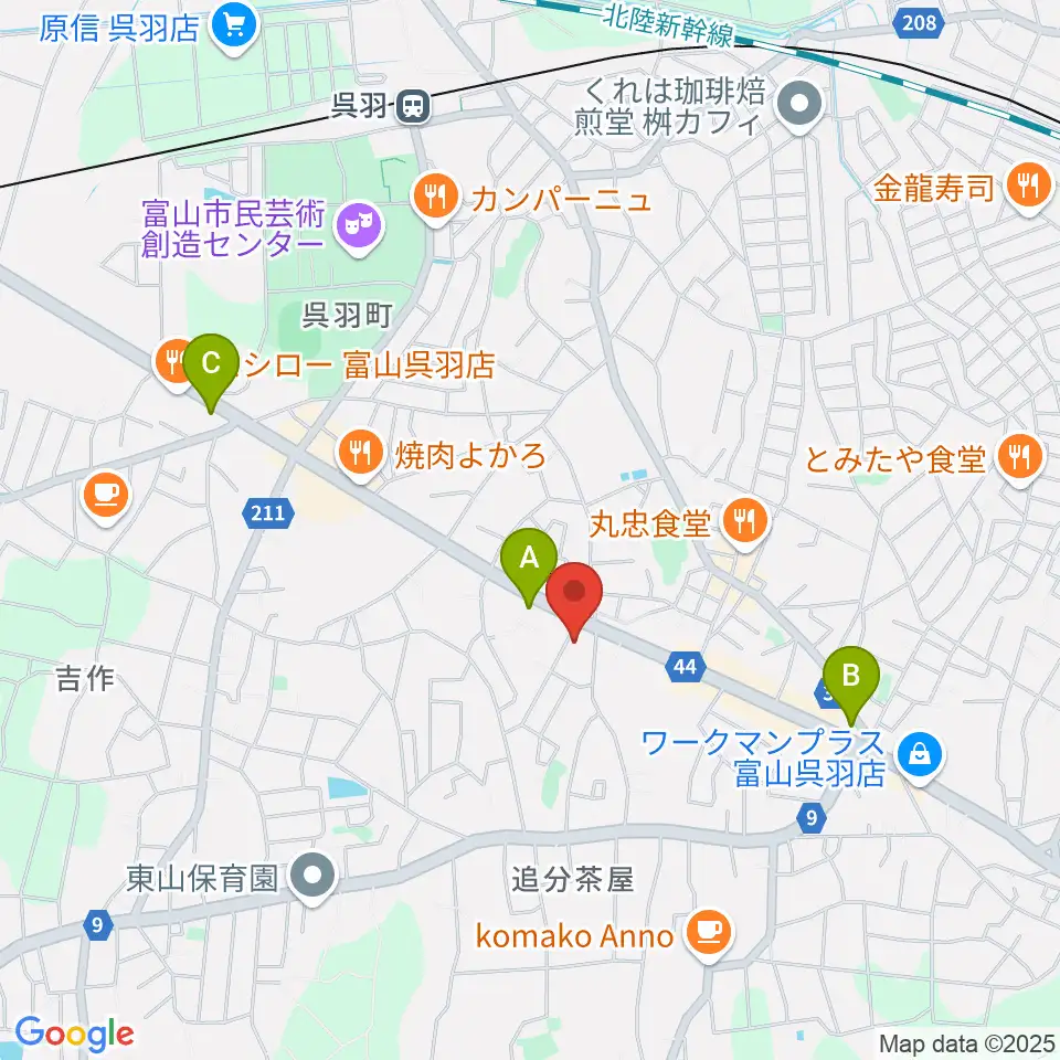 開進堂楽器 MPC呉羽周辺のコンビニエンスストア一覧地図