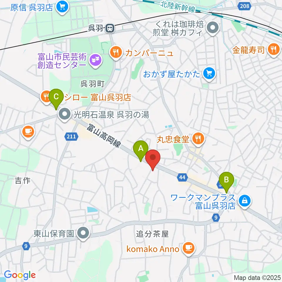 開進堂楽器 MPC呉羽周辺のコンビニエンスストア一覧地図