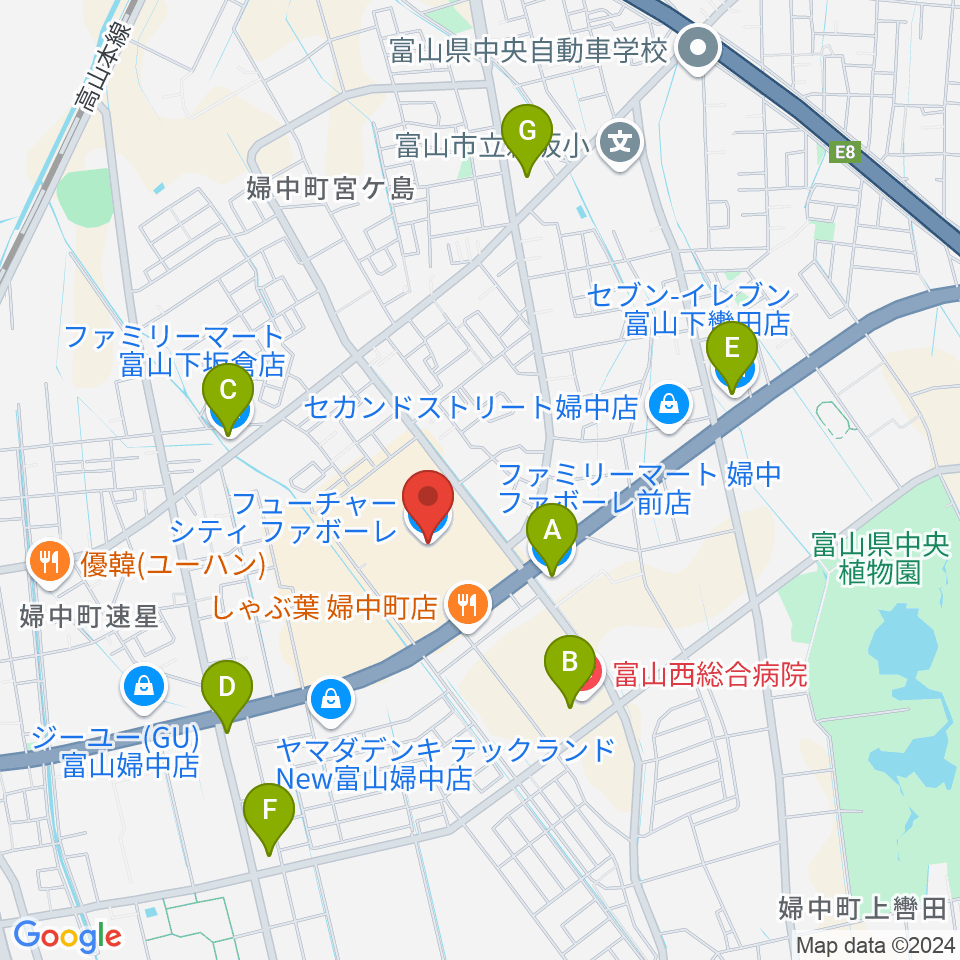 開進堂楽器 MPC婦中周辺のコンビニエンスストア一覧地図