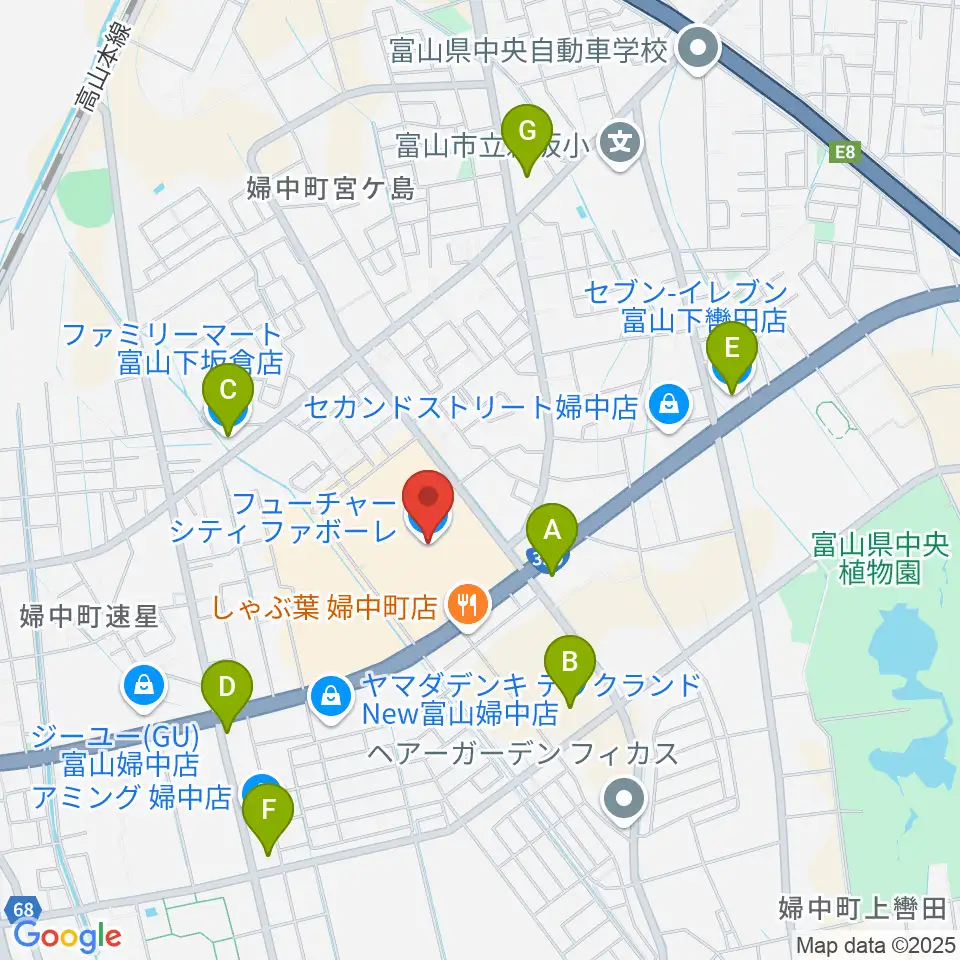 開進堂楽器 MPC婦中周辺のコンビニエンスストア一覧地図