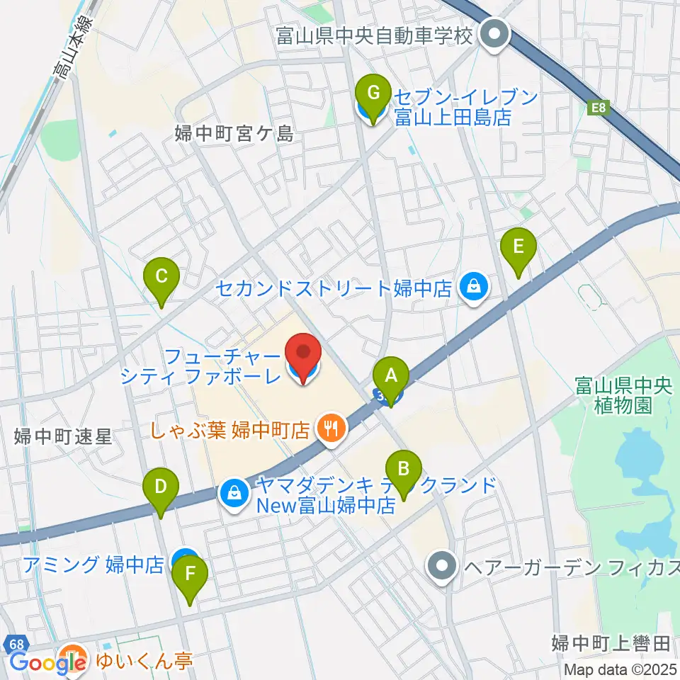 開進堂楽器 MPC婦中周辺のコンビニエンスストア一覧地図
