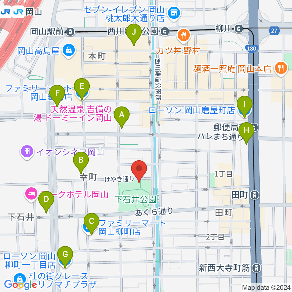 西川アイプラザ周辺のコンビニエンスストア一覧地図