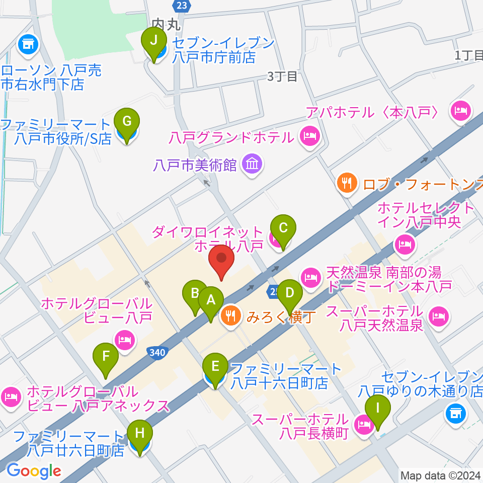 八戸ポータルミュージアムはっち周辺のコンビニエンスストア一覧地図