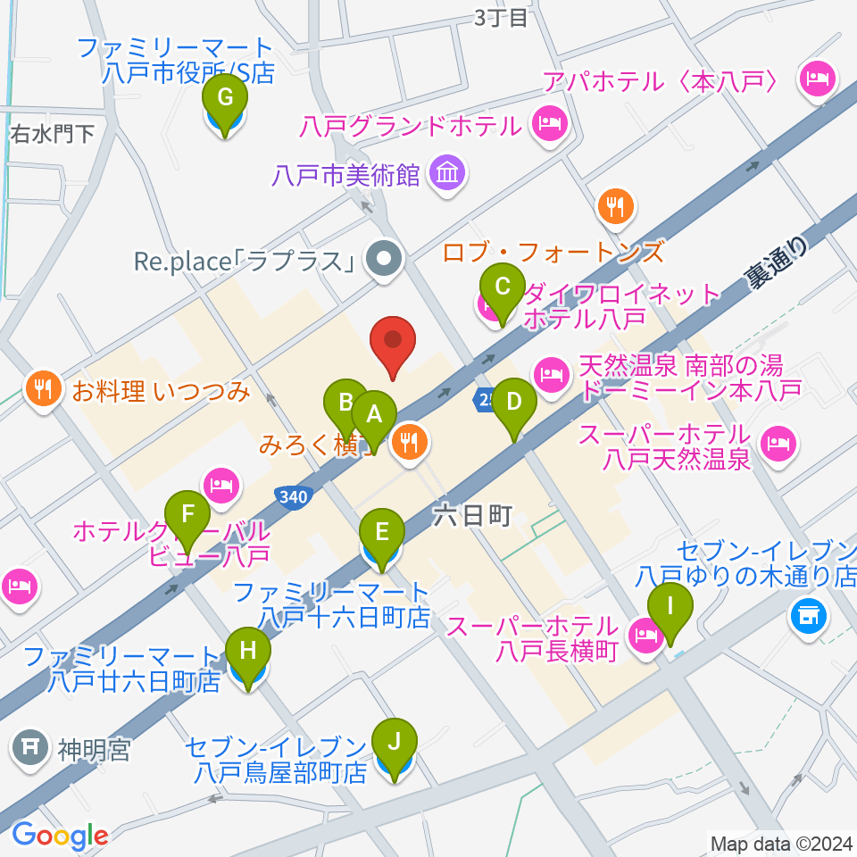 八戸ポータルミュージアムはっち周辺のコンビニエンスストア一覧地図